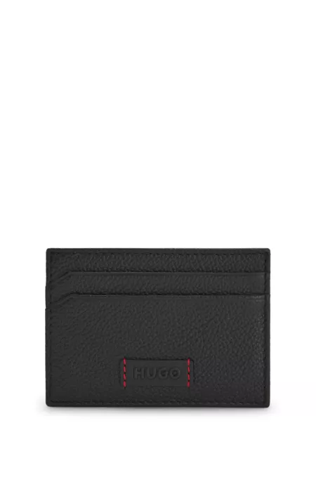 Debossed-logo wallet with signature red stitching