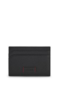 Debossed-logo wallet with signature red stitching, Black
