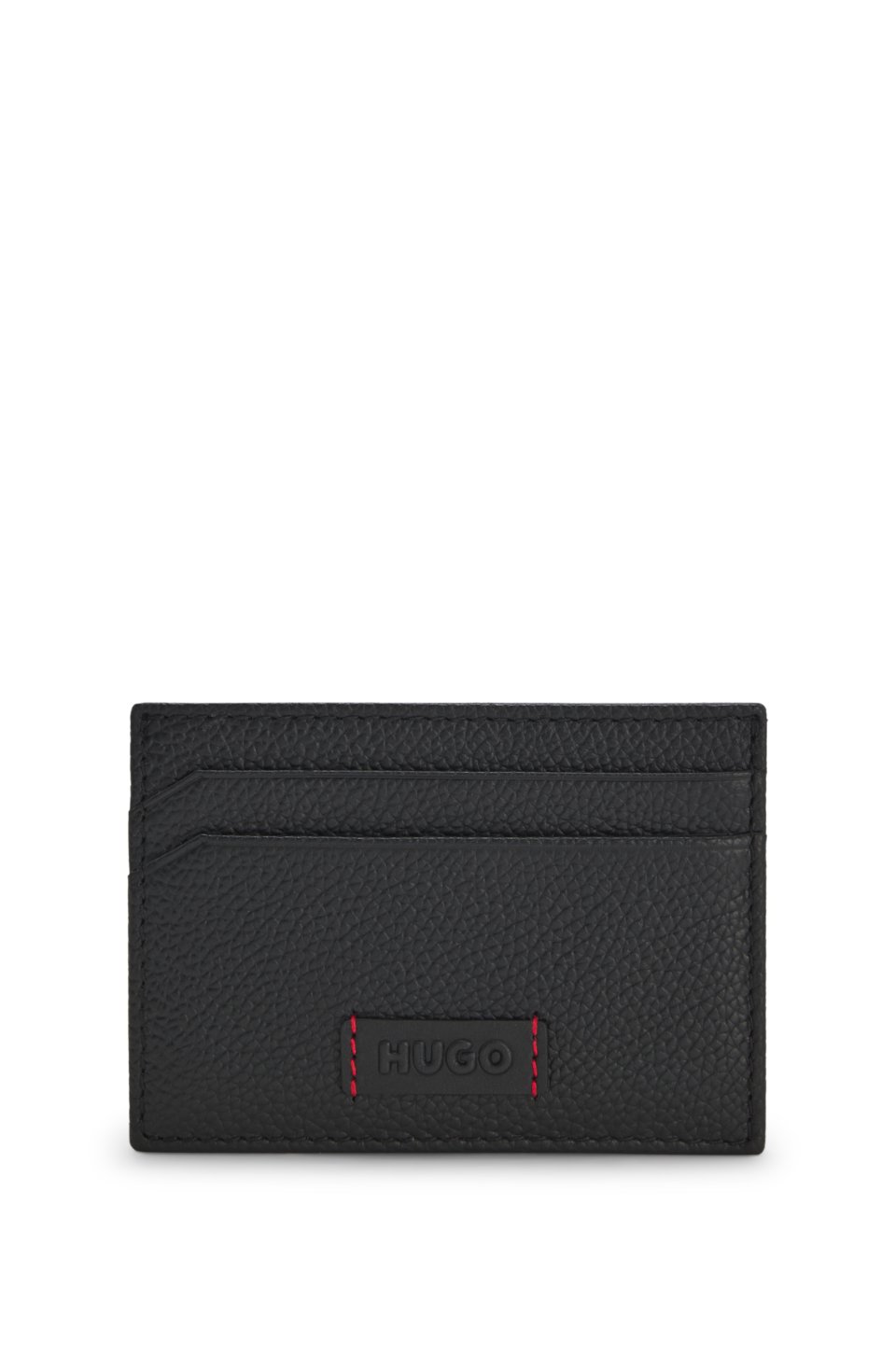 Debossed-logo wallet with signature red stitching