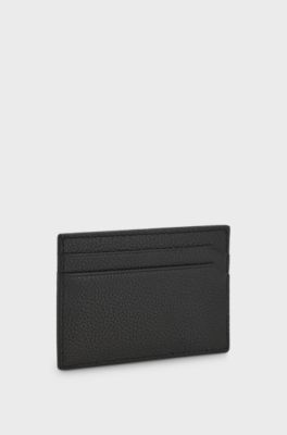 Debossed-logo wallet with signature red stitching, Black