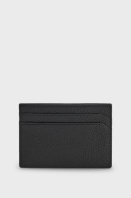 Debossed-logo wallet with signature red stitching, Black