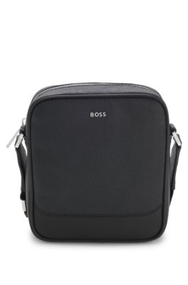 Reporter bag with micro monogram pattern, Black