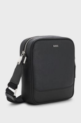 Reporter bag with micro monogram pattern, Black
