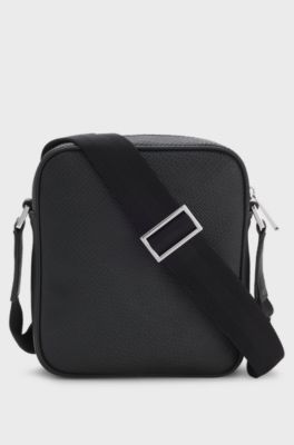 Reporter bag with micro monogram pattern, Black