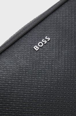 Reporter bag with micro monogram pattern, Black
