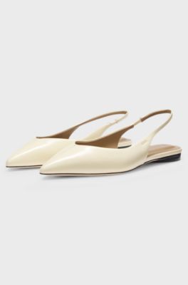 Leather pumps with slingback strap, Light Beige