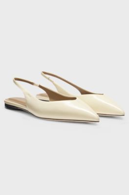 Leather pumps with slingback strap, Light Yellow