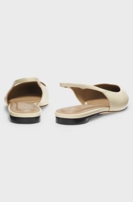 Leather pumps with slingback strap, Light Yellow