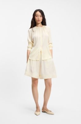 Leather pumps with slingback strap, Light Yellow