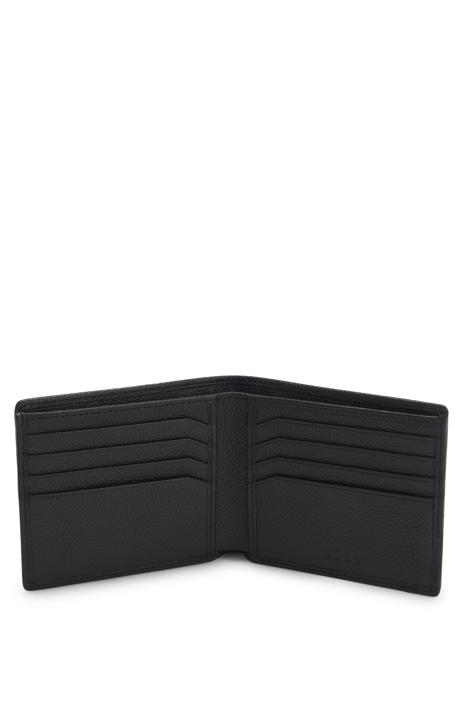 Hugo Bifold wallet in grained leather with debossed logo patch plånböcker & korthållare herr – bild 4