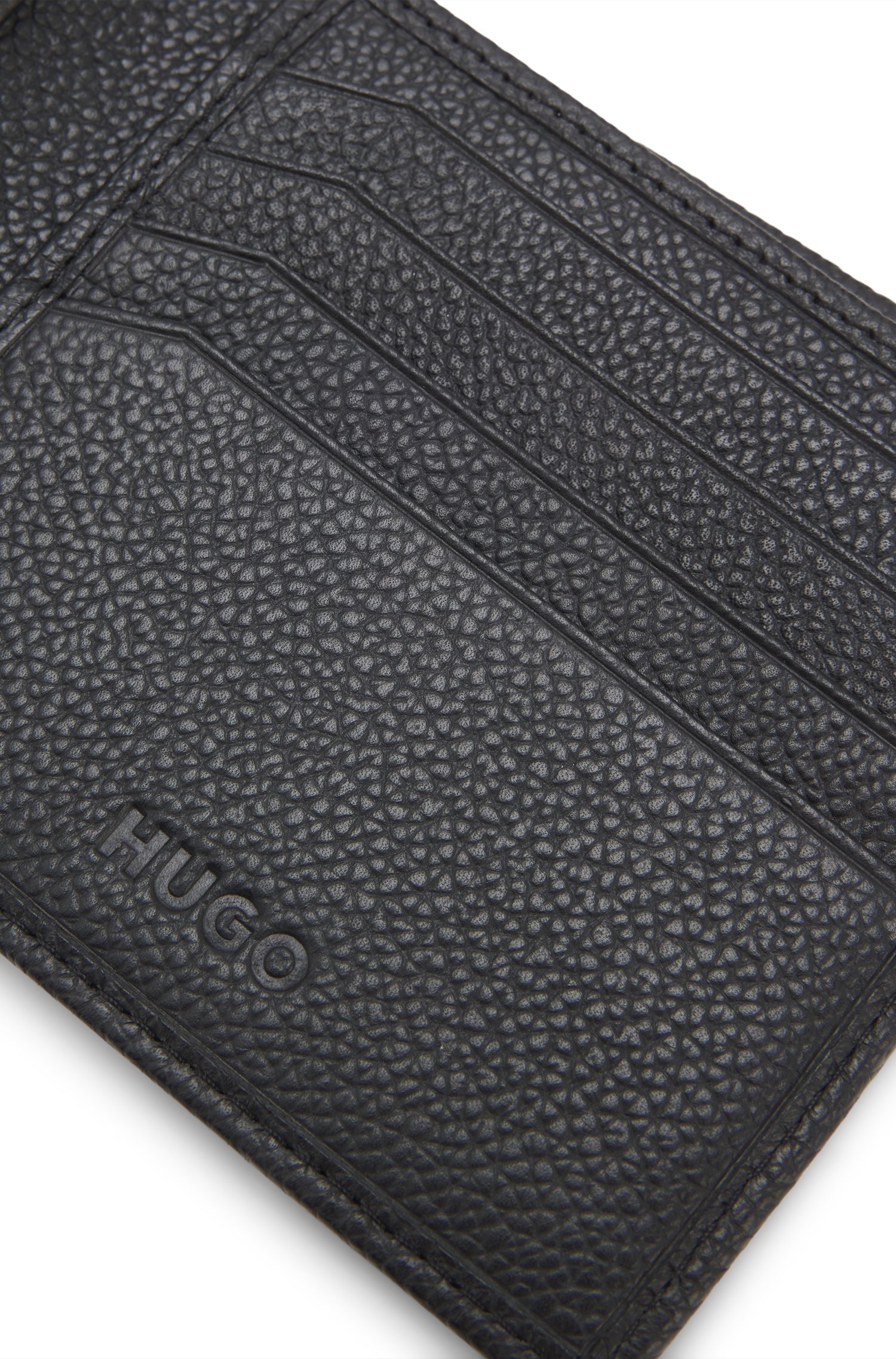 Hugo Bifold wallet in grained leather with debossed logo patch plånböcker & korthållare herr – bild 2