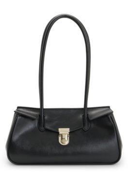 Structured shoulder bag in grained faux leather