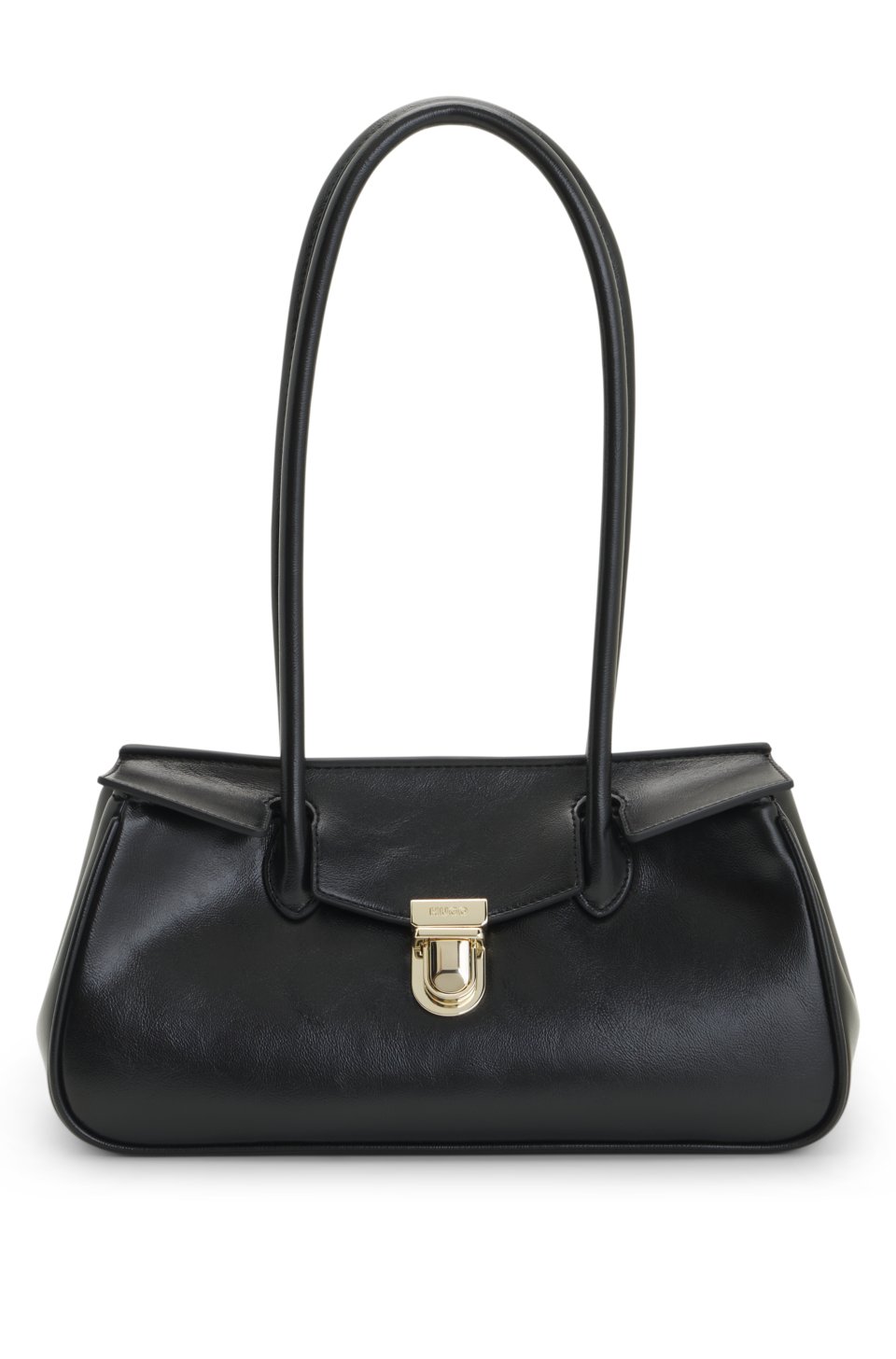 Structured shoulder bag in grained faux leather