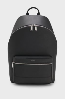 Backpack in faux leather with smart sleeve, Black