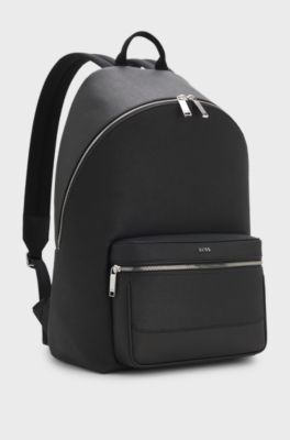 Backpack in faux leather with smart sleeve, Black