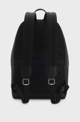 Backpack in faux leather with smart sleeve, Black