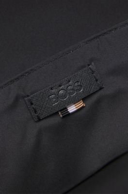 Backpack in faux leather with smart sleeve, Black