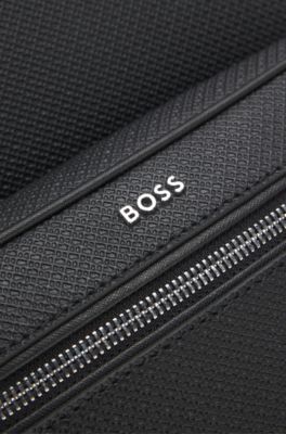 Backpack in faux leather with smart sleeve, Black