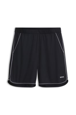 Active moisture-wicking shorts with side slits, Dark Blue