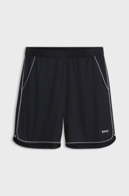 Active moisture-wicking shorts with side slits, Dark Blue