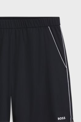 Active moisture-wicking shorts with side slits, Dark Blue