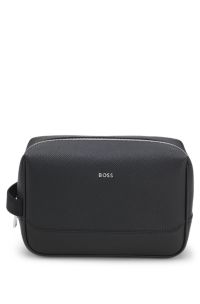 Toiletry case in smooth Nappa-look fabric, Black