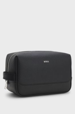 Toiletry case in smooth Nappa-look fabric, Black