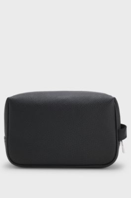 Toiletry case in smooth Nappa-look fabric, Black