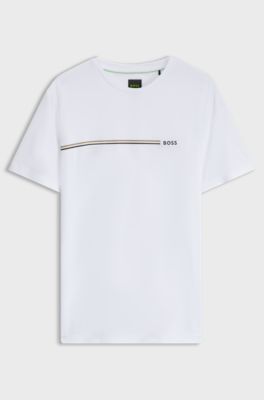 Slim-fit T-shirt with striped logo detail, White