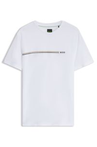 Slim-fit T-shirt with striped logo detail, White