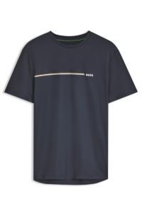 Slim-fit T-shirt with striped logo detail, Dark Blue