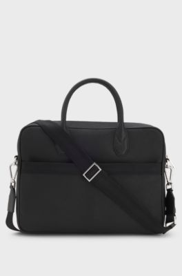 Borsa portadocumenti in pelle riciclata con motivo a monogramma, Nero