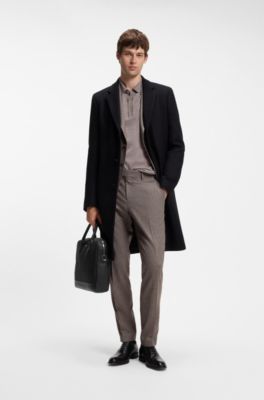 Borsa portadocumenti in pelle riciclata con motivo a monogramma, Nero