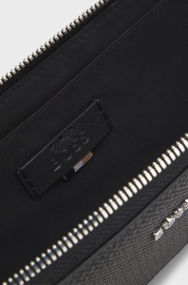 Belt bag with monogram-embossed pattern, Black