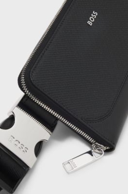 Belt bag with monogram-embossed pattern, Black