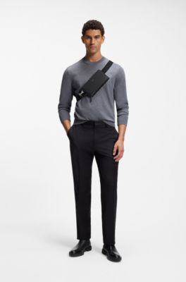 Belt bag with monogram-embossed pattern, Black