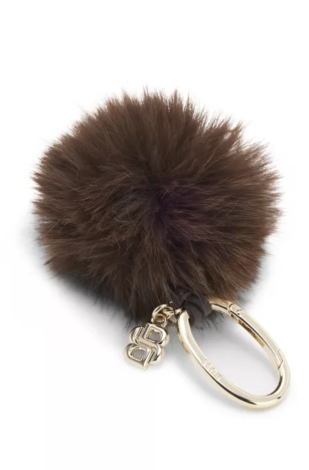 Porte-clés avec pompon et breloque au monogramme Double B