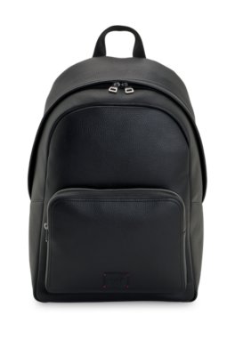 Faux-leather backpack with debossed logo patch