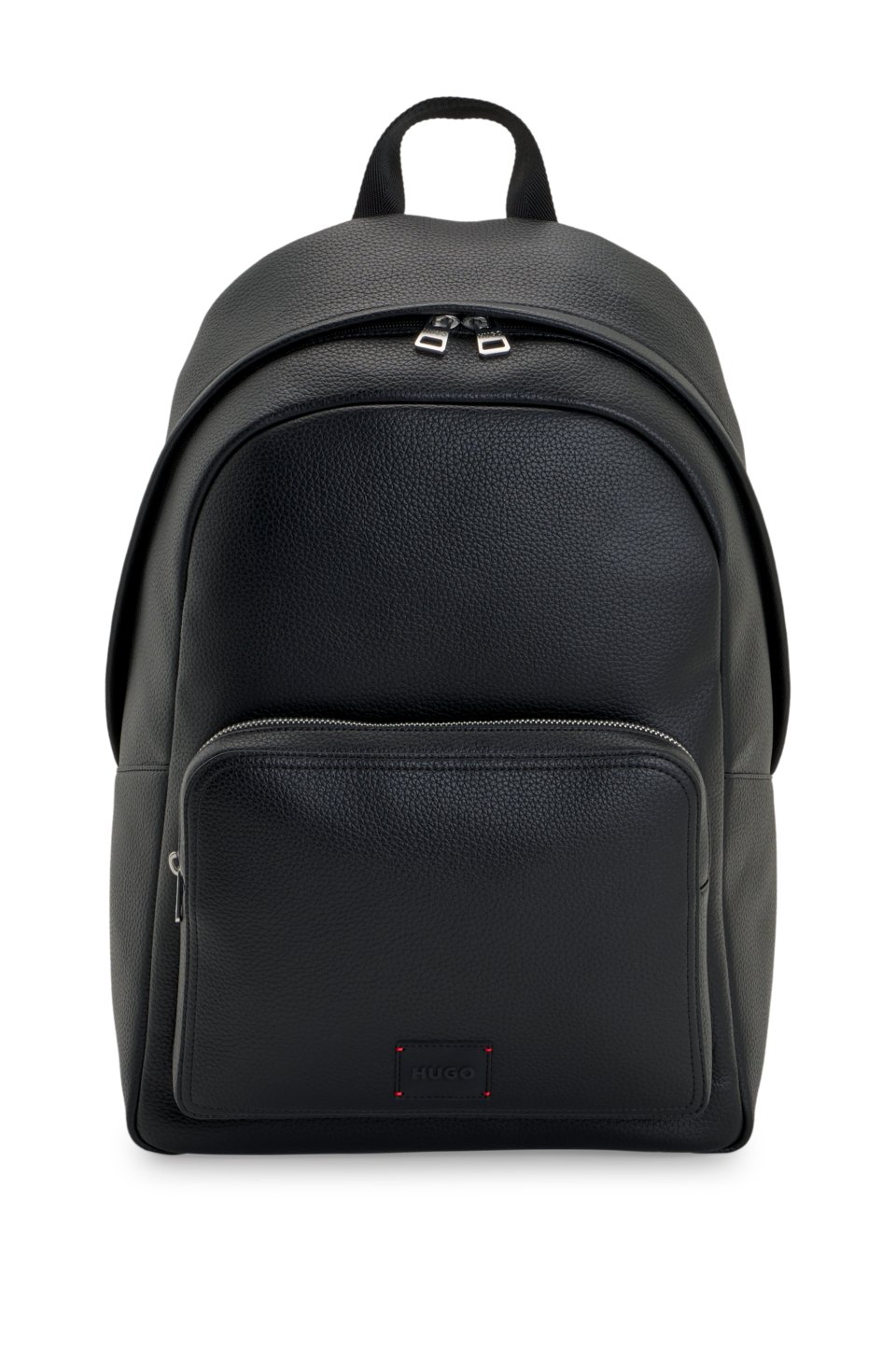Faux-leather backpack with debossed logo patch