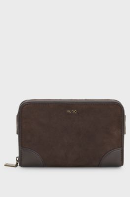 Faux-leather crossbody bag with adjustable strap, Brown