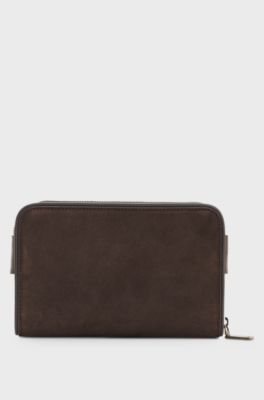 Faux-leather crossbody bag with adjustable strap, Brown