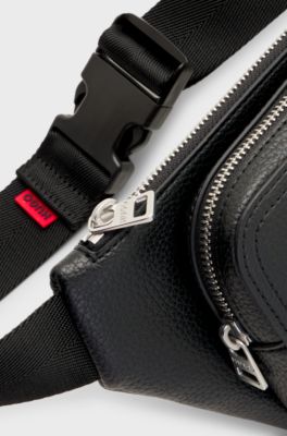 Belt bag in faux leather with debossed logo patch, Black