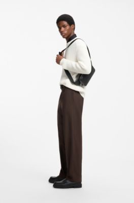 Belt bag in faux leather with debossed logo patch, Black