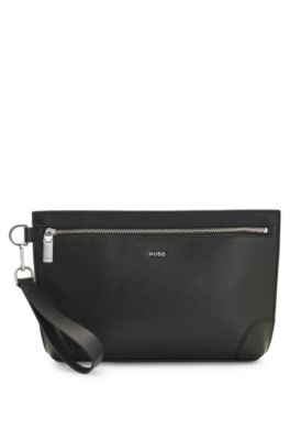Portfolio with metal logo and zip fastening, Black