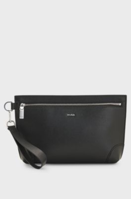 Portfolio with metal logo and zip fastening, Black