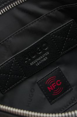 Portfolio mit Metall-Logo und Rei&szlig;verschluss, Schwarz