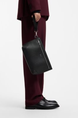Portfolio with metal logo and zip fastening, Black