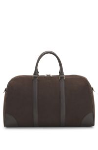 Recycled-leather holdall with detachable shoulder strap, Brown