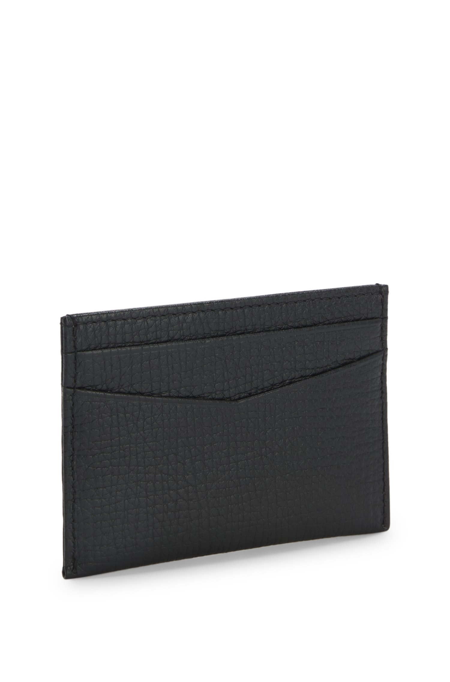 Boss Grained-leather card holder with polished logo lettering herr – bild 3