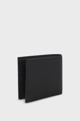 Monogrammed wallet with polished metal logo, Black